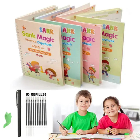 Kids Reusable Practice Book (4 Books + 1 Pen + 10 Refills)