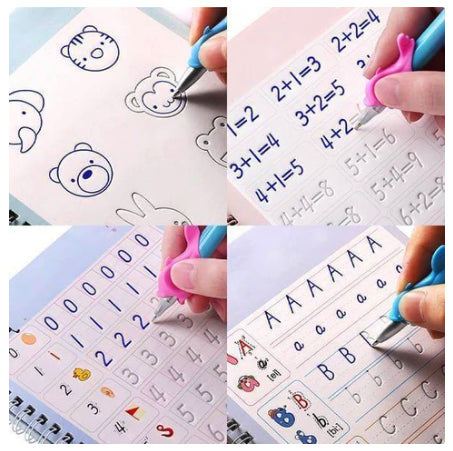 Kids Reusable Practice Book (4 Books + 1 Pen + 10 Refills)