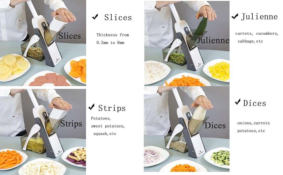 5 in-1 Multi-functional Manual Mandoline Vegetable Slicer Cutter Food & Chopper - Chic Flicks Store