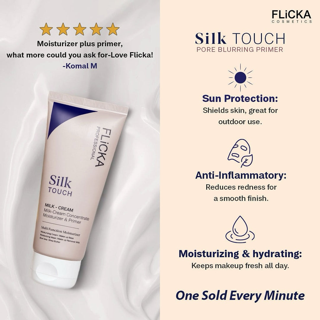 Flicka Silk Touch 3-in-1 Face Moisturizer & Primer | Hydrating, Lightweight, Pore-Minimizing