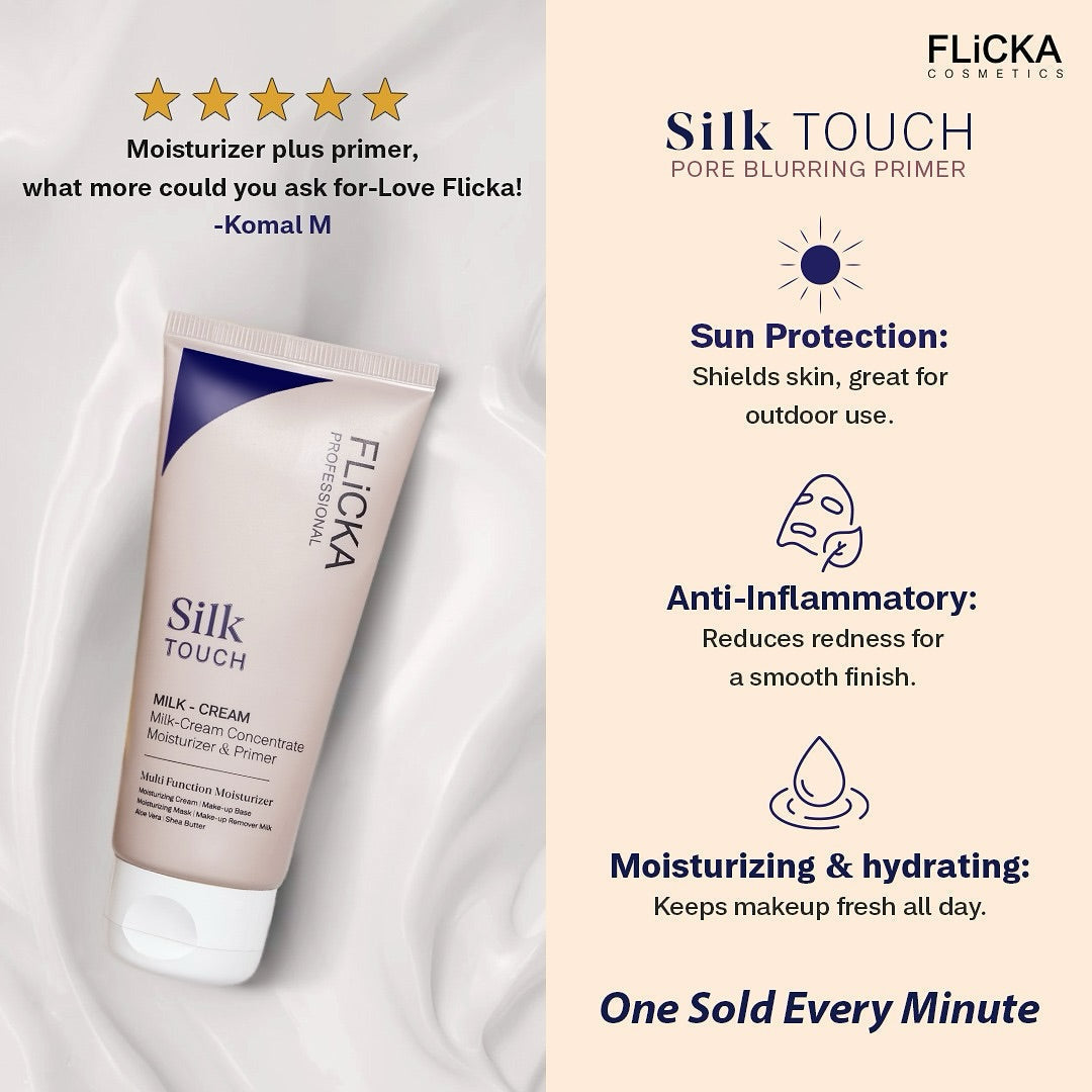 Flicka Silk Touch 3-in-1 Face Moisturizer & Primer | Hydrating, Lightweight, Pore-Minimizing