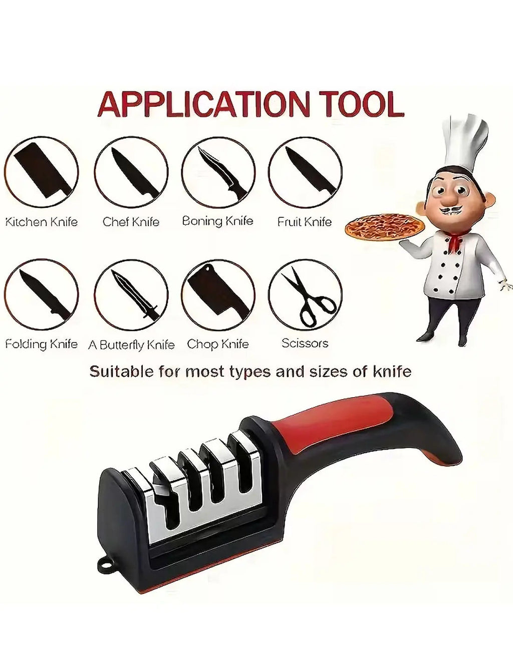 3 in 1 Knife Sharpener with 3 Stages - Repair, Sharpen & Polish